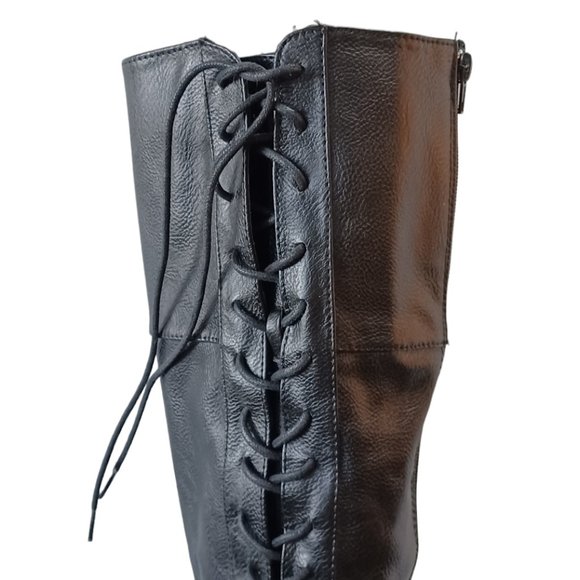 Over the Knee Lace-up Black Riding Boots, NEW size 6.5 - Picture 5 of 5